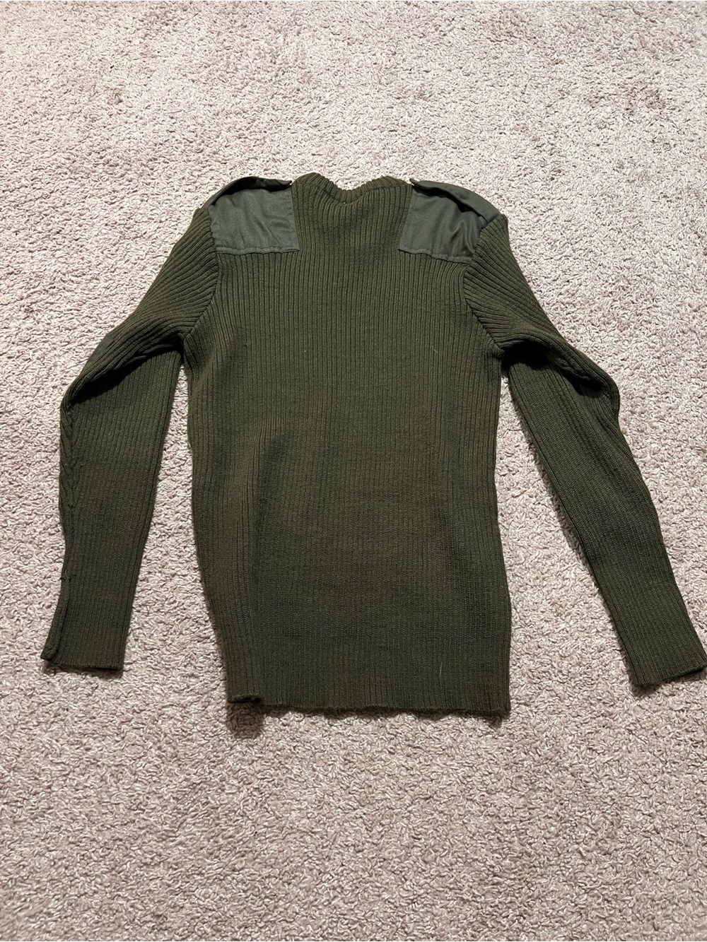 Olive Green Ribbed Military-Style Men’s Sweater